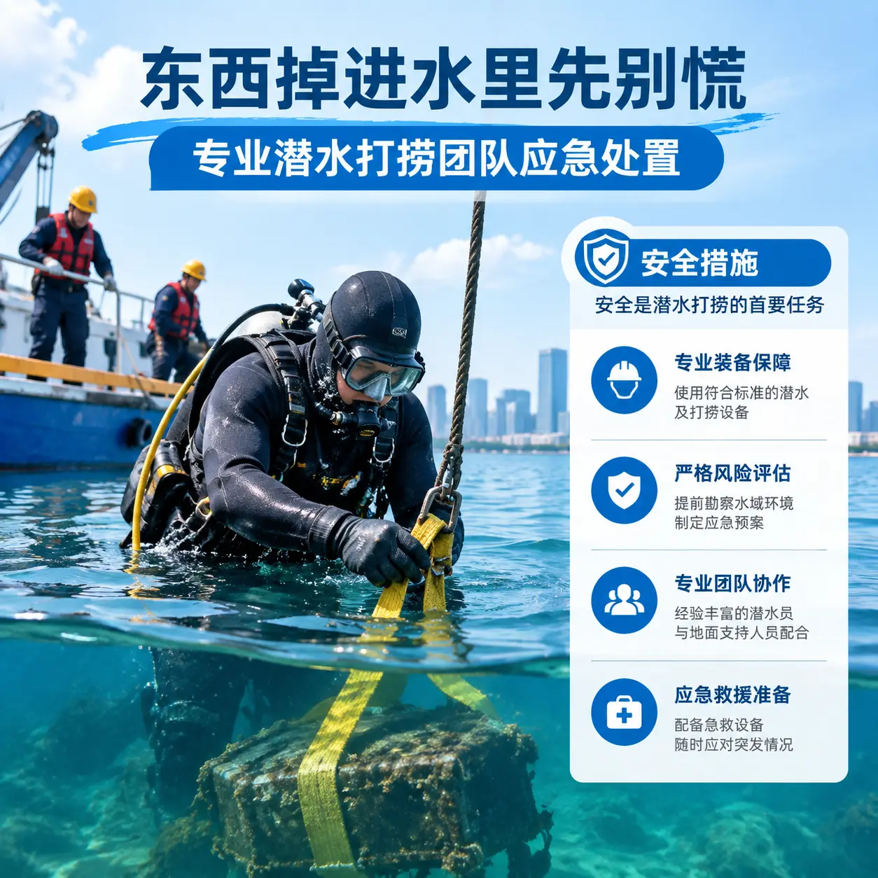 石屏东西掉进水里先别慌，专业潜水打捞团队应急处置