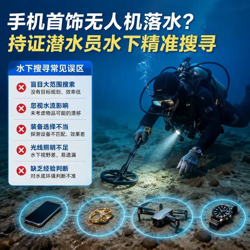 手机首饰无人机落水？石屏持证潜水员水下精准搜寻