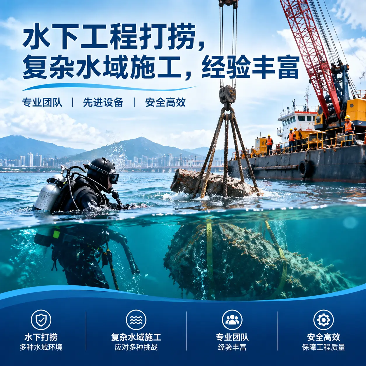 水下工程打捞,复杂水域施工,经验丰富石屏
